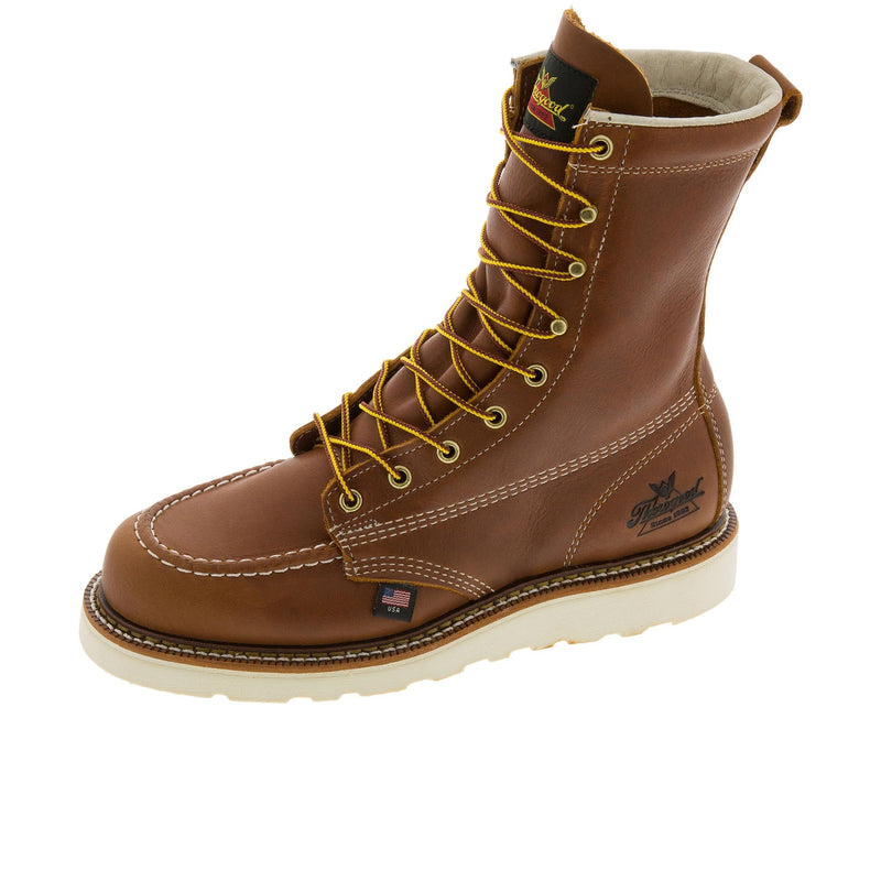 Load image into Gallery viewer, Thorogood American Heritage 8 Inch Moc Toe MAXWear Wedge Soft Toe Left Angle View