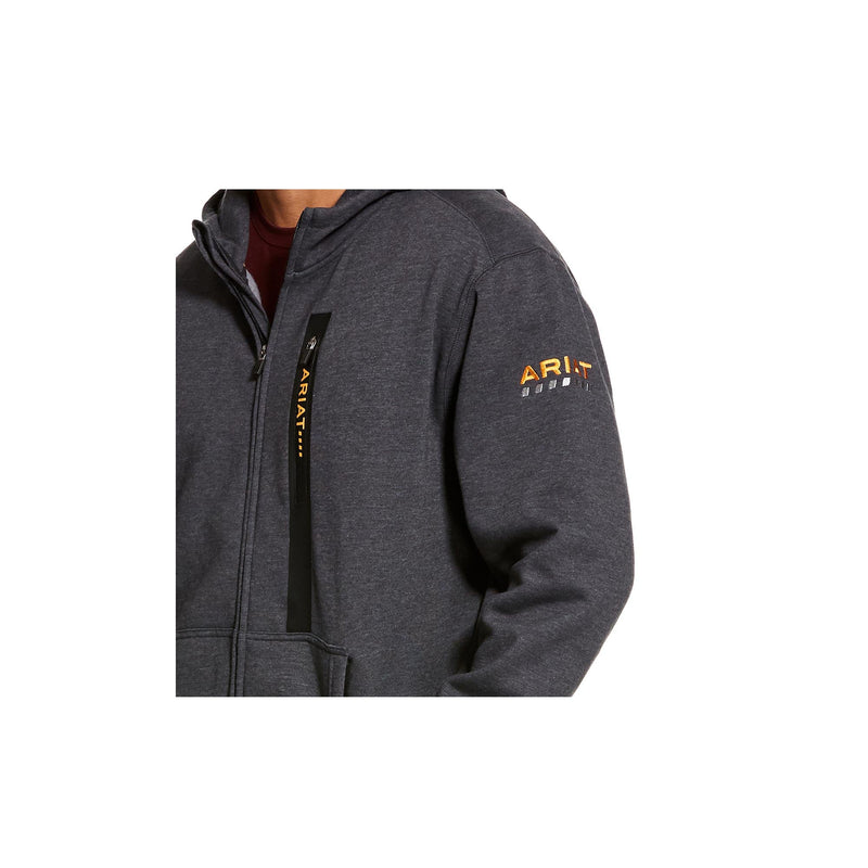 Load image into Gallery viewer, Ariat Rebar Workman Full Zip Hoodie Close Up Left Arm View