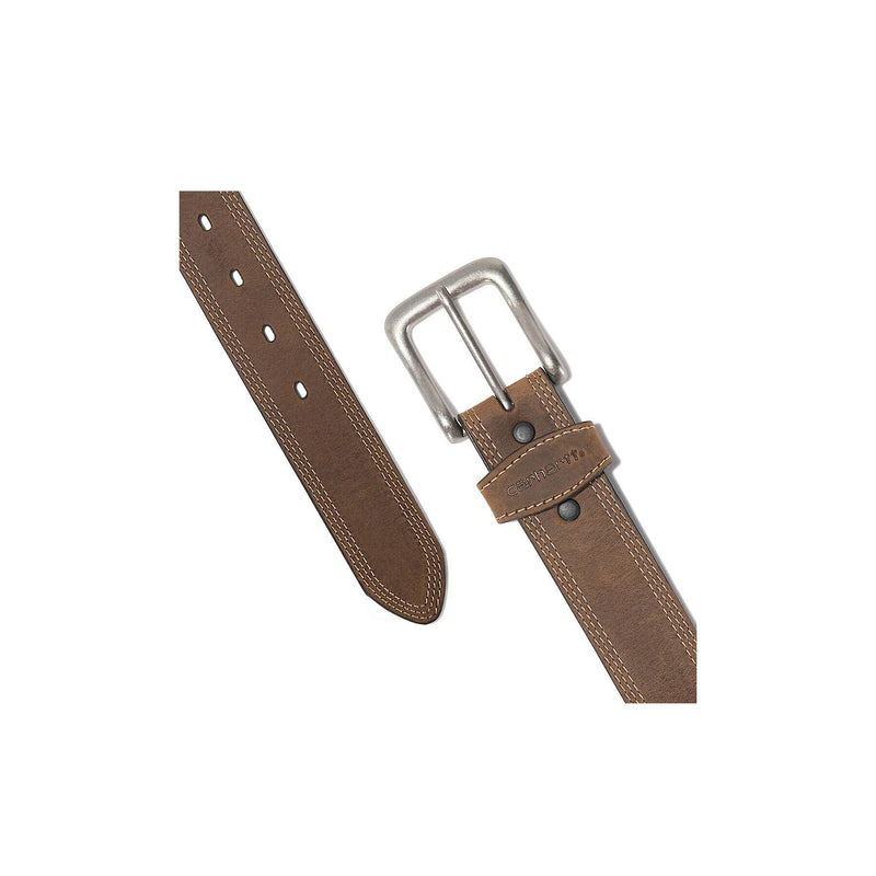 Load image into Gallery viewer, Carhartt Leather Triple Stitch Belt Close Up Buckle Front