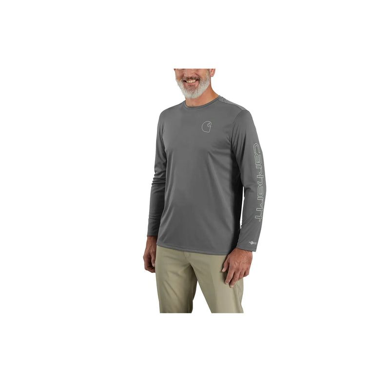 Load image into Gallery viewer, Carhartt Force Sun Defender Lightweight LS Logo Graphic T-Shirt Steel