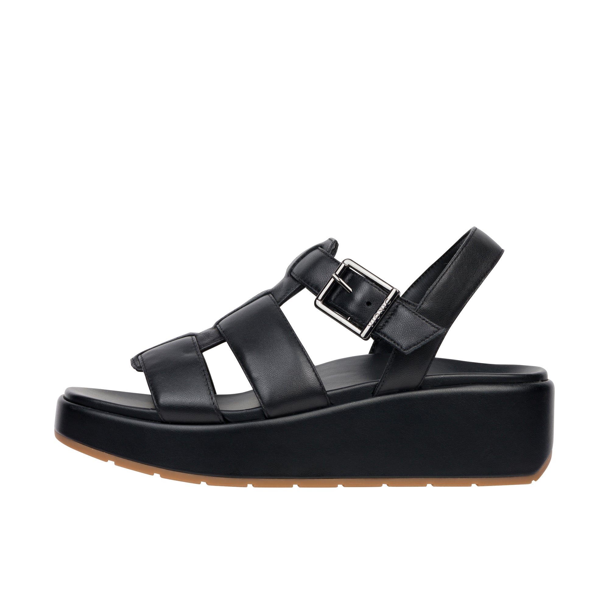 Vionic Womens Delano Platform Wedge Sandal Black Shoeteria