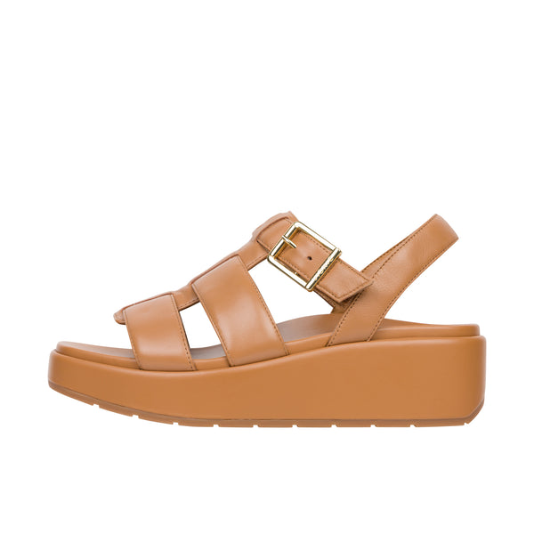 Vionic Womens Delano Platform Wedge Sandal Camel | Shoeteria