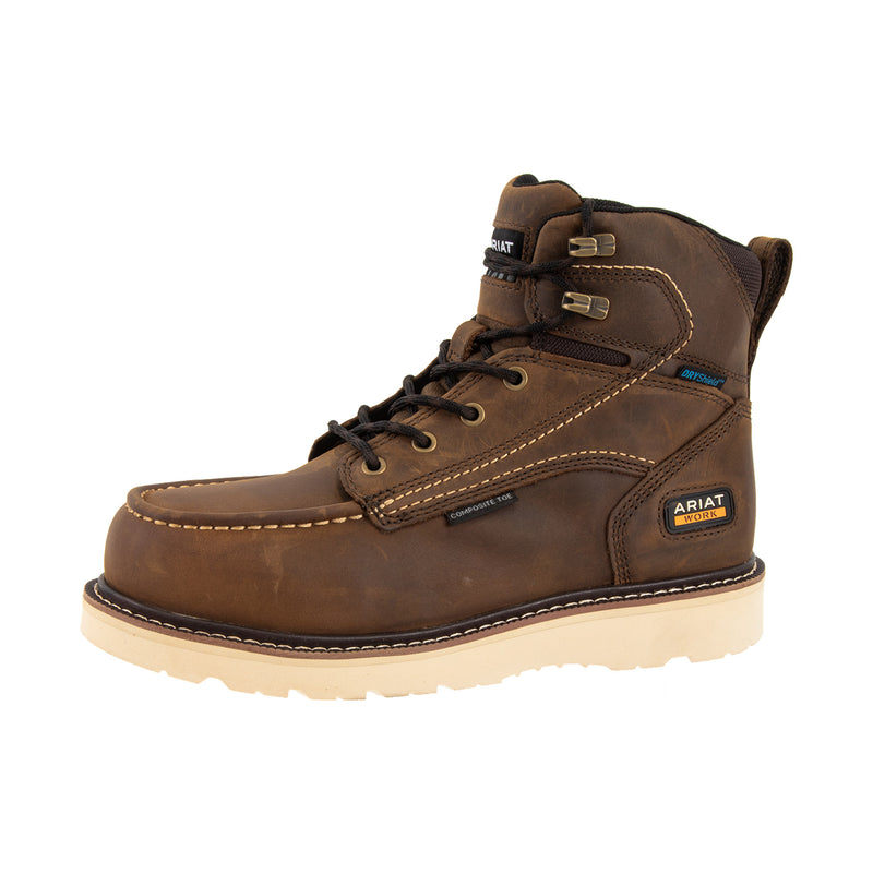 Load image into Gallery viewer, Ariat Rebar Wedge Moc Toe 6 Inch H2O Composite Toe Distressed Brown