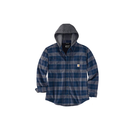 Carhartt Rugged Flex Relaxed Fit Flannel Fleece Lined Hooded Shirt Jac Front View