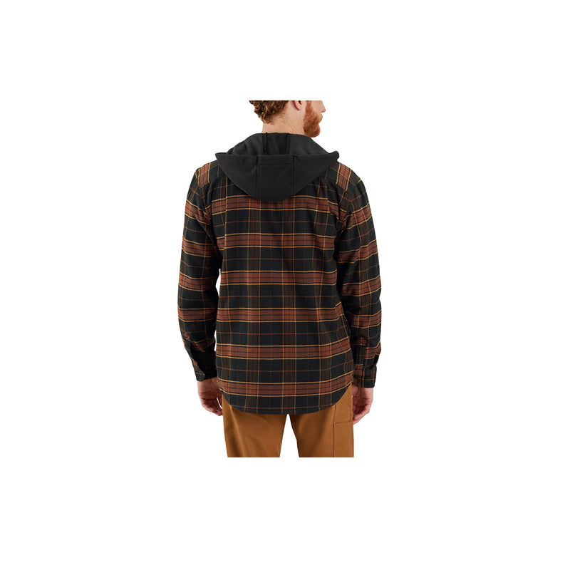 Load image into Gallery viewer, Carhartt Rugged Flex Relaxed Fit Flannel Fleece Lined Hooded Shirt Jac Back View