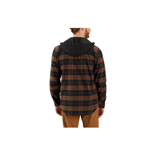 Carhartt Rugged Flex Relaxed Fit Flannel Fleece Lined Hooded Shirt Jac Back View