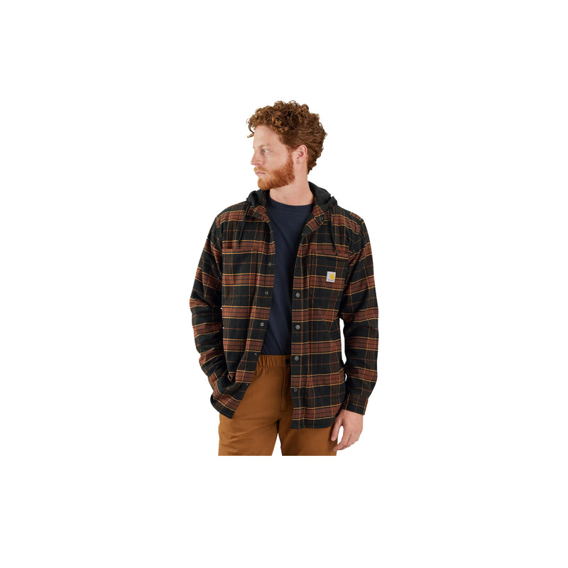 Load image into Gallery viewer, Carhartt Rugged Flex Relaxed Fit Flannel Fleece Lined Hooded Shirt Jac Front View