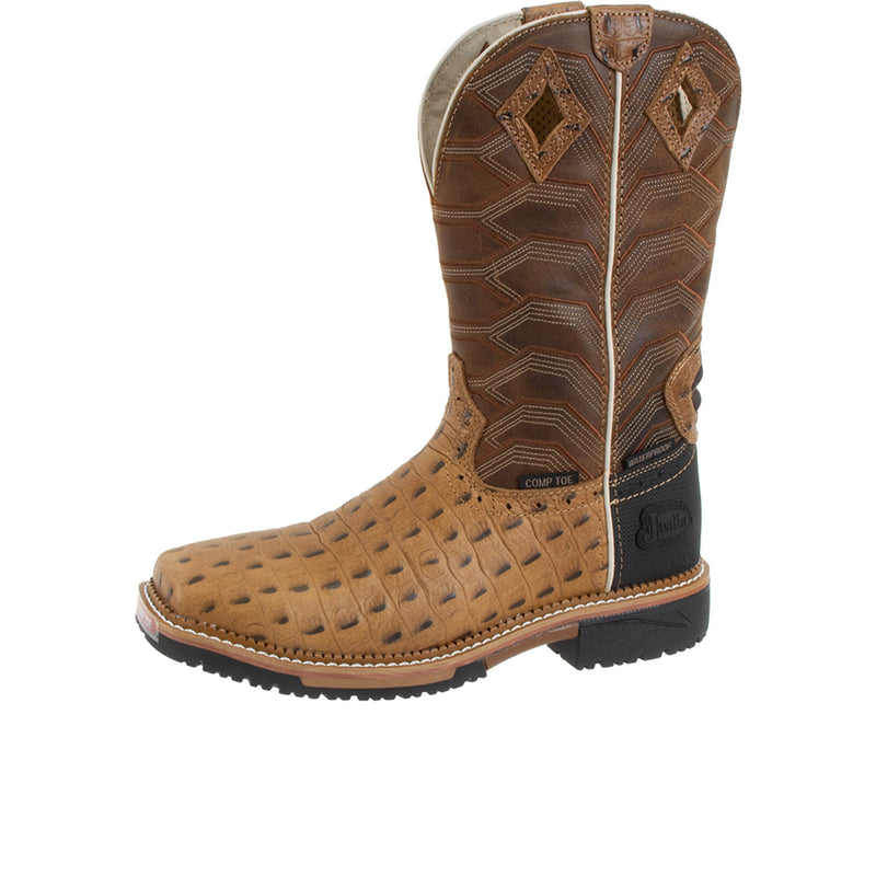 Load image into Gallery viewer, Justin Derrickman 12 Inch Composite Toe Caramel Croc Print