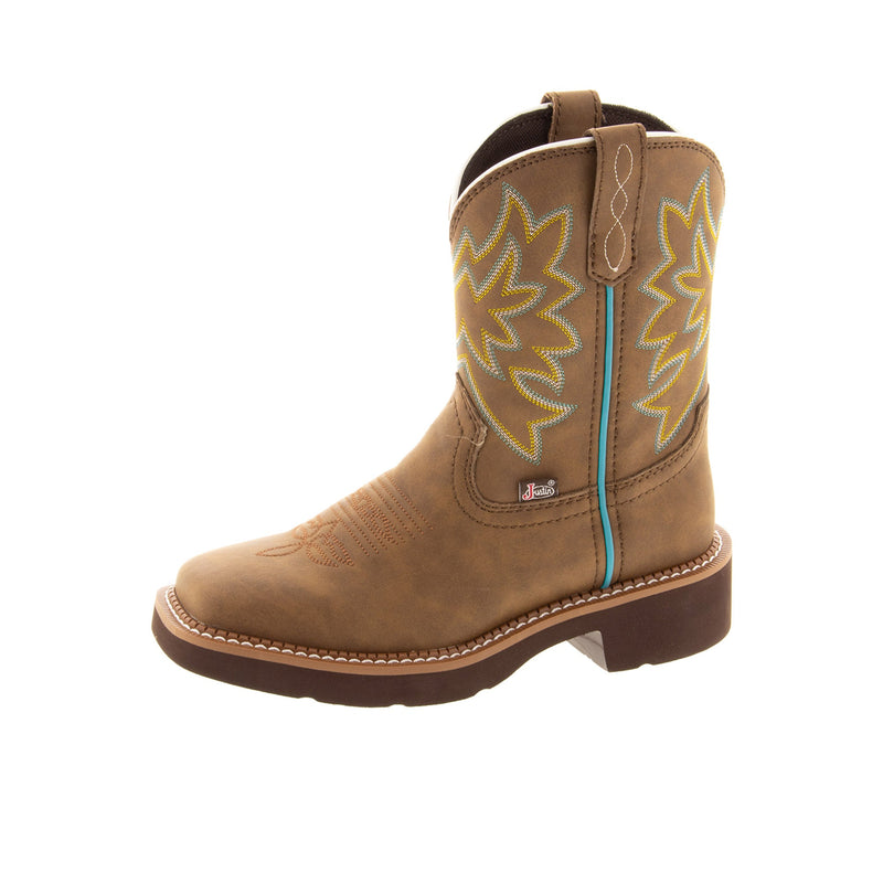 Load image into Gallery viewer, Justin Gypsy Wide Square Toe 8 Inch Left Angle View