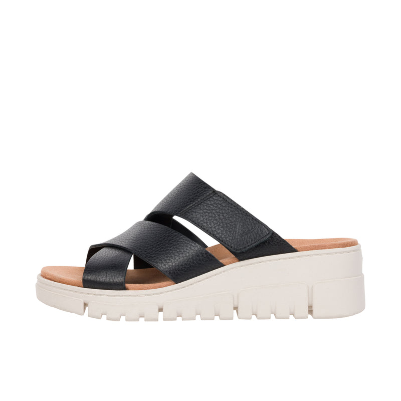 Load image into Gallery viewer, Vionic Womens Uptown Sunset Wedge Sandal Black