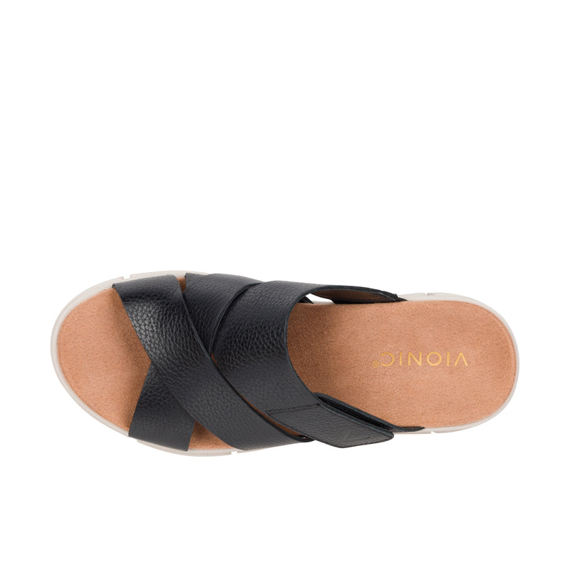 Load image into Gallery viewer, Vionic Womens Uptown Sunset Wedge Sandal Black