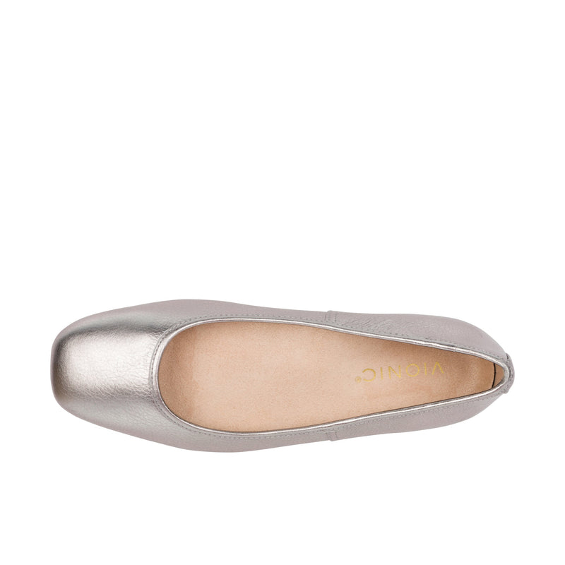 Load image into Gallery viewer, Vionic Womens Orinda Square Toe Ballet Flat Pewter Metallic