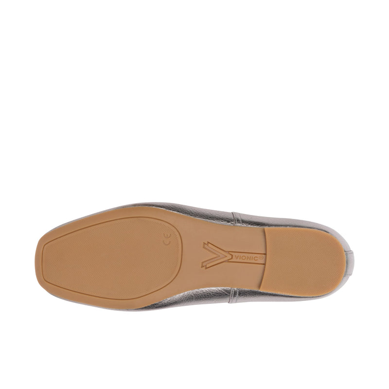 Load image into Gallery viewer, Vionic Womens Orinda Square Toe Ballet Flat Pewter Metallic