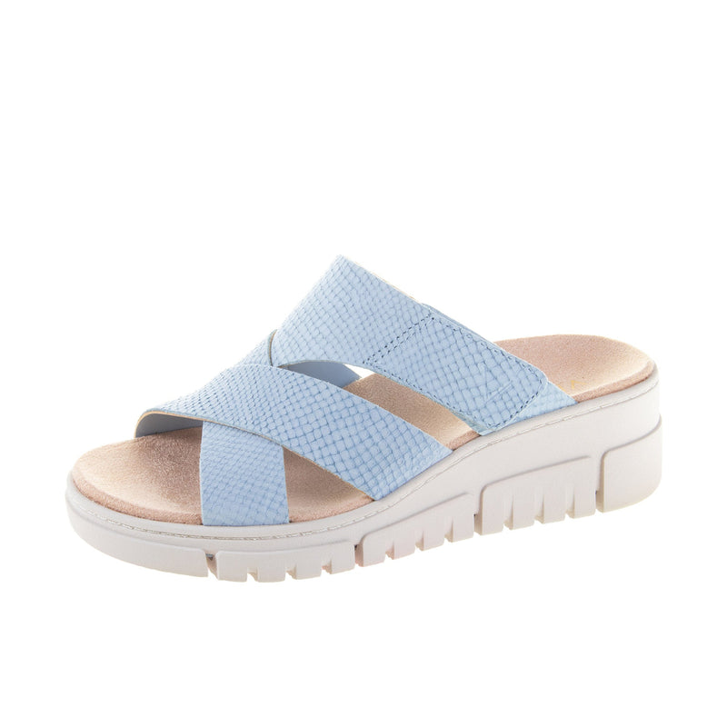 Load image into Gallery viewer, Vionic Womens Uptown Sunset Wedge Sandal Blue Mist