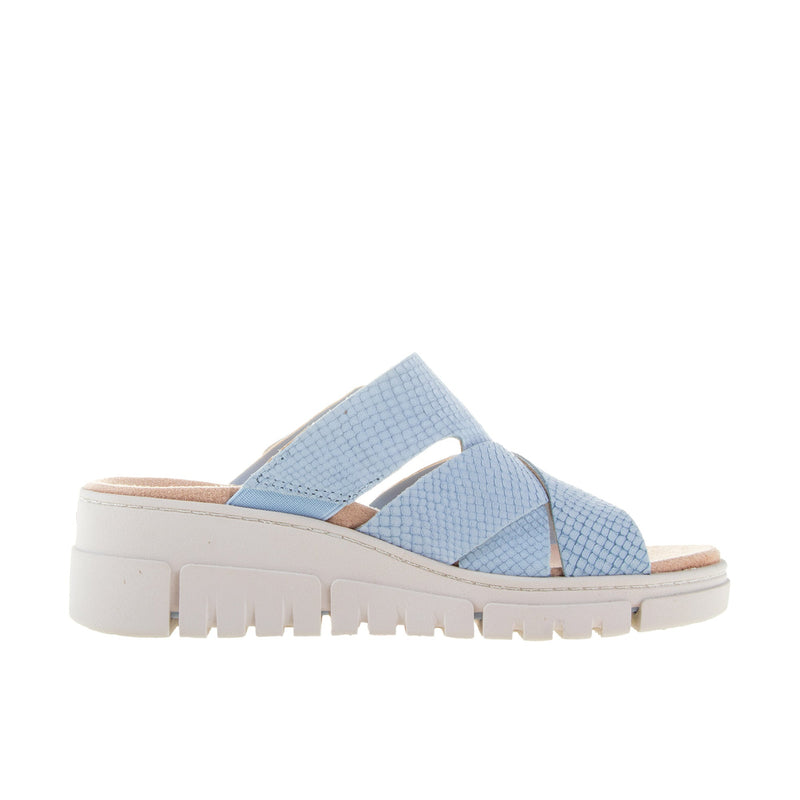 Load image into Gallery viewer, Vionic Womens Uptown Sunset Wedge Sandal Blue Mist