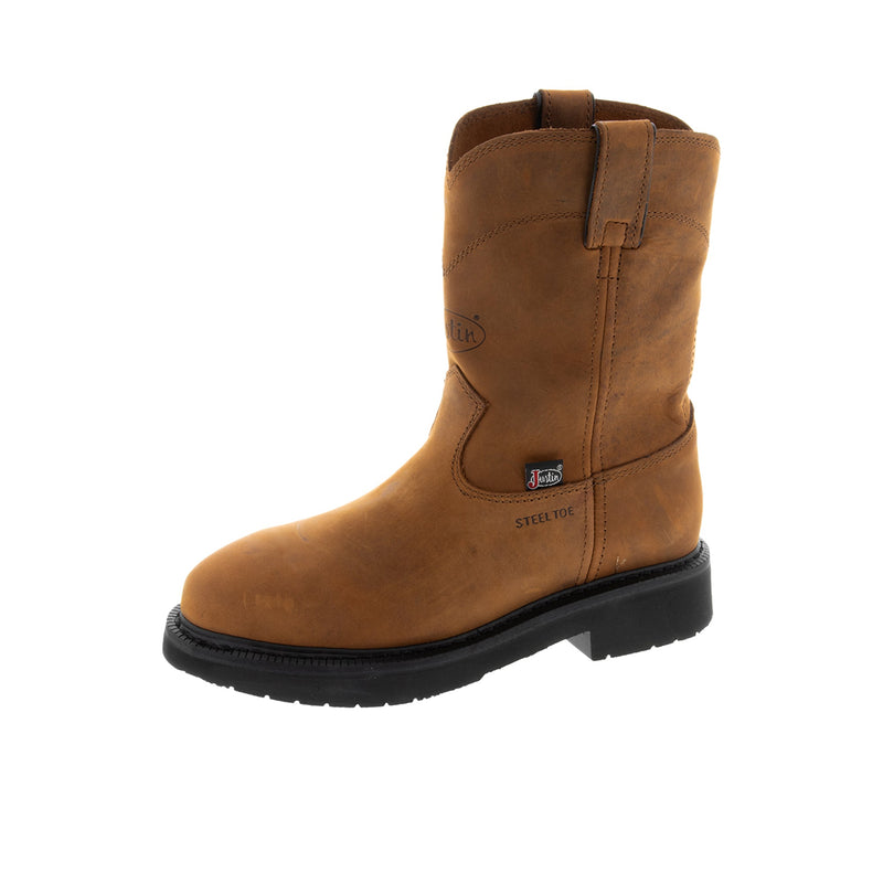 Load image into Gallery viewer, Justin Round Up 10 Inch Wellington Steel Toe Left Angle View