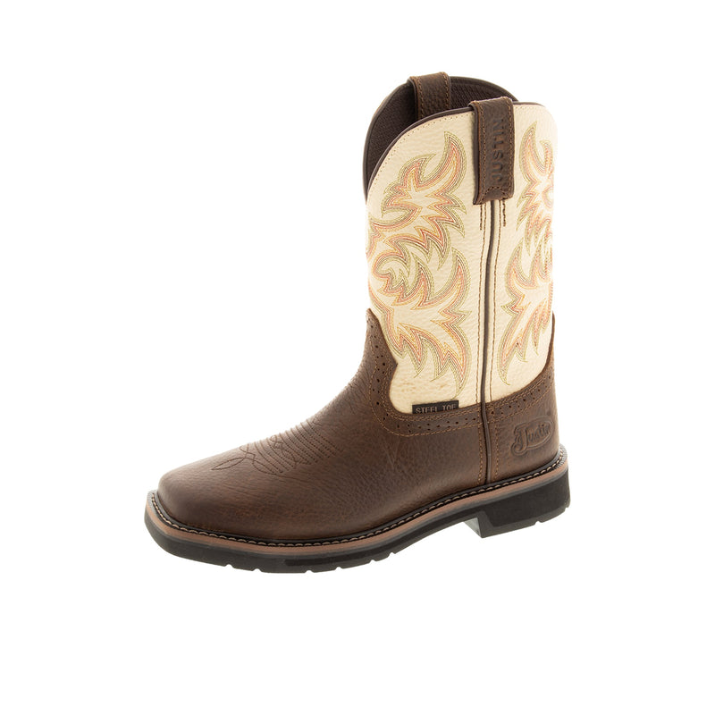 Load image into Gallery viewer, Justin Driller 11 Inch Square Toe Wellington Steel Toe Left Angle View