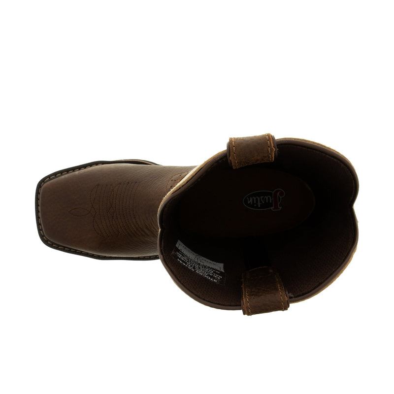 Load image into Gallery viewer, Justin Driller 11 Inch Square Toe Wellington Steel Toe Top View