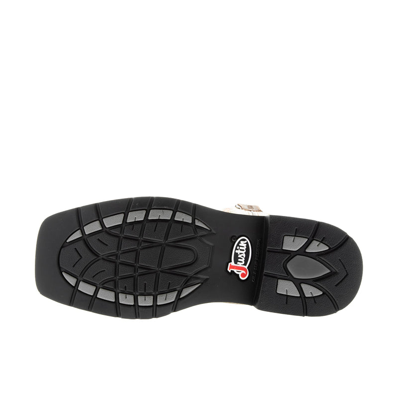 Load image into Gallery viewer, Justin Driller 11 Inch Square Toe Wellington Steel Toe Bottom View