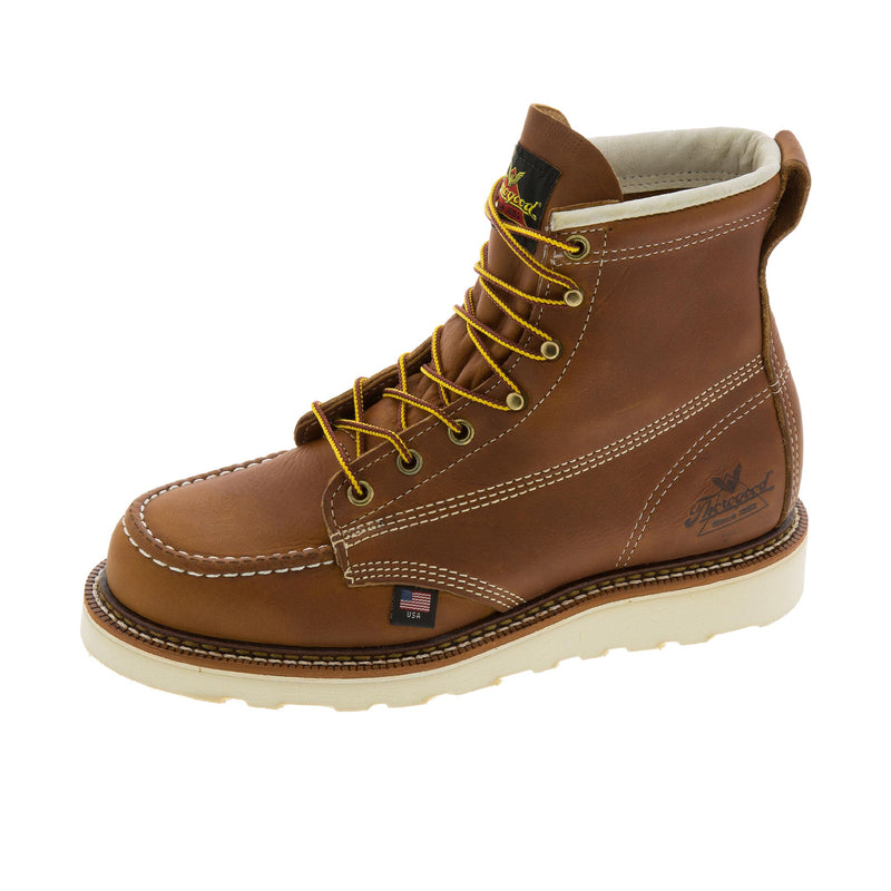 Load image into Gallery viewer, Thorogood American Heritage 6 Inch Moc Toe MAXWear Wedge Soft Toe Left Angle View
