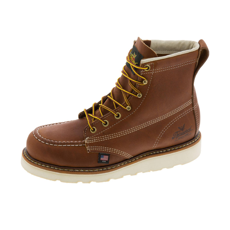 Load image into Gallery viewer, Thorogood American Heritage 6 Inch Moc Toe MAXWear Wedge Left Angle View
