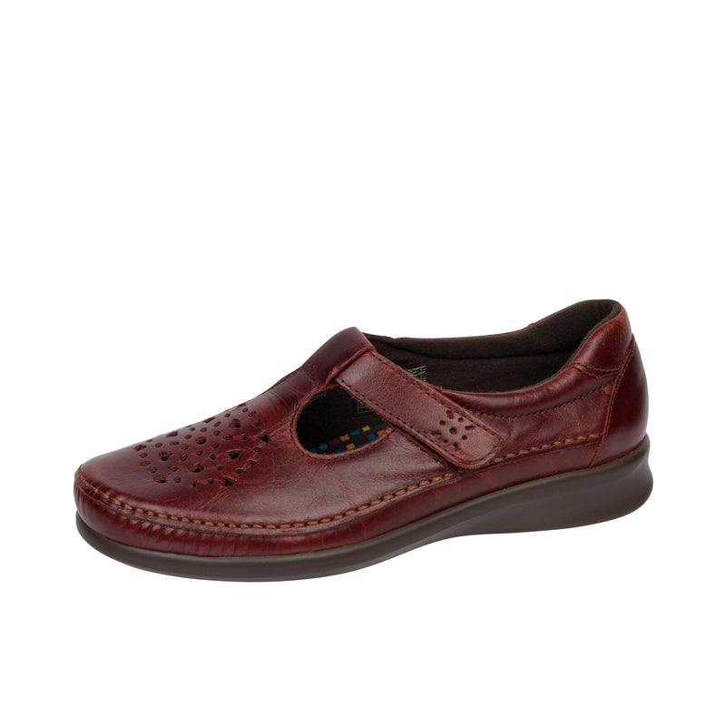 Load image into Gallery viewer, SAS Walnut Willow T Strap Shoe Left Angle View
