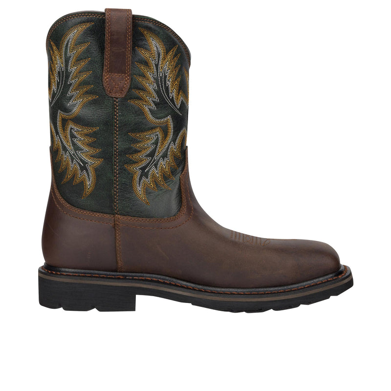 Ariat Sierra Wide Square Toe Steel Toe Dark Brown Pine Green Shoeteria