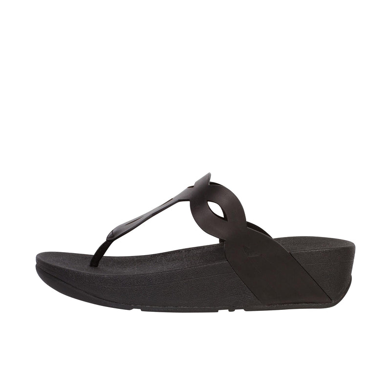 Load image into Gallery viewer, FitFlop All Black Eva Interlace Toe Left Profile
