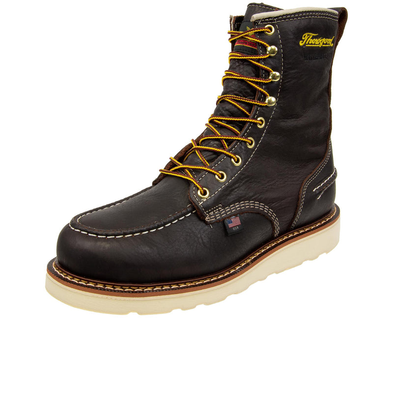 Load image into Gallery viewer, Thorogood 1957 Series 8 Inch Pitstop Moc Toe Wedge Soft Toe Left Angle View

