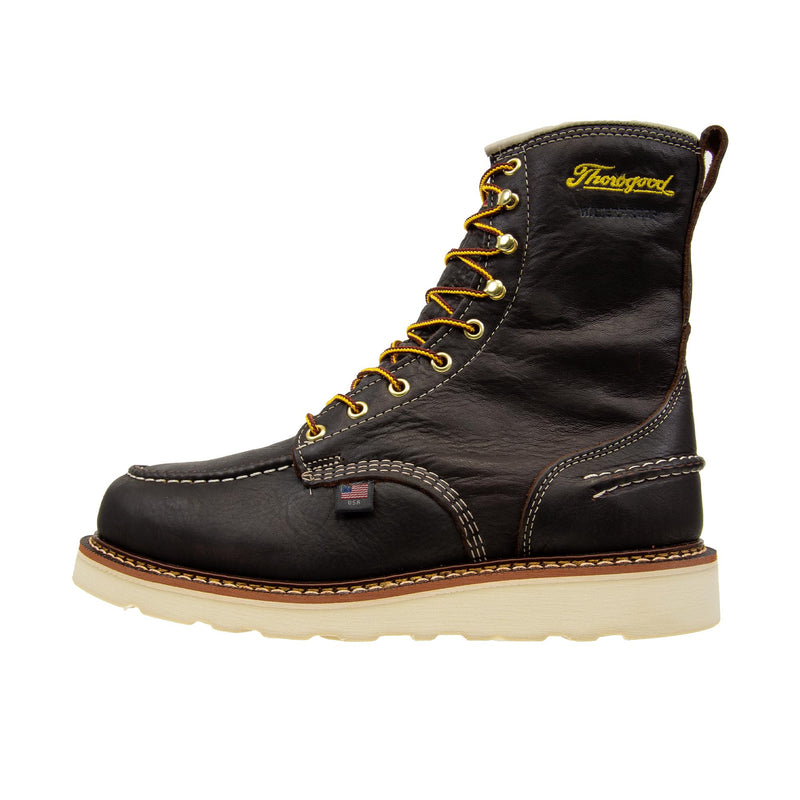 Load image into Gallery viewer, Thorogood 1957 Series 8 Inch Pitstop Moc Toe Wedge Soft Toe Left Profile

