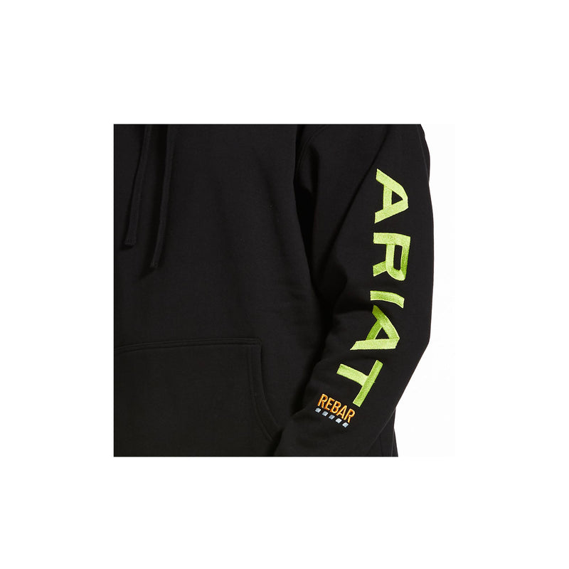 Load image into Gallery viewer, Ariat Rebar Graphic Hoodie Close Up Left Arm Logo
