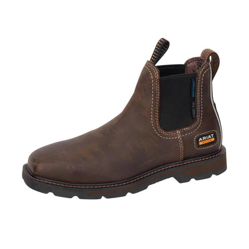 Load image into Gallery viewer, Ariat Groundbreaker Chelsea Square Toe H2O Steel Toe Dark Brown
