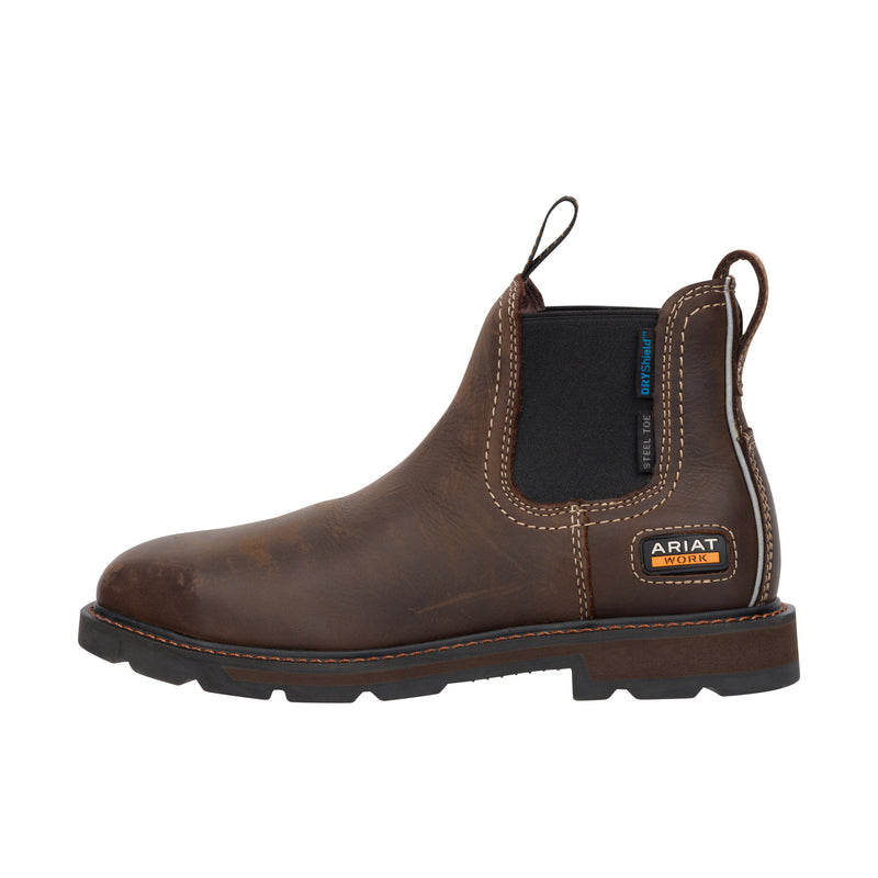 Load image into Gallery viewer, Ariat Groundbreaker Chelsea Square Toe H2O Steel Toe Dark Brown
