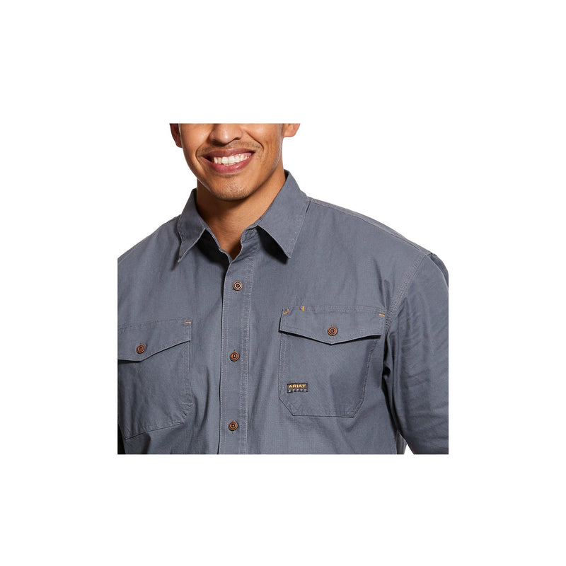 Load image into Gallery viewer, Ariat Rebar Made Tough DuraStretch Work Shirt Close Up View
