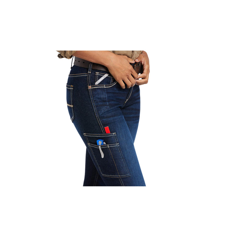 Load image into Gallery viewer, Ariat Rebar Perfect Rise Work Flex Riveter Slim Leg Jean Close Up Right Pocket View
