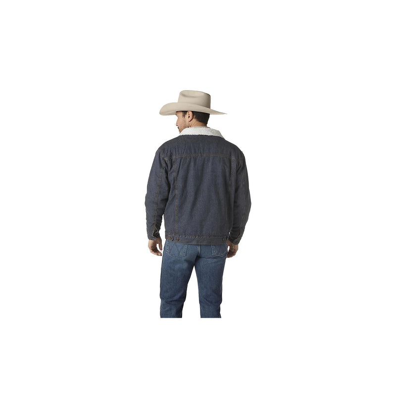 Load image into Gallery viewer, Wrangler Denim Jacket Sherpa Lined Back View
