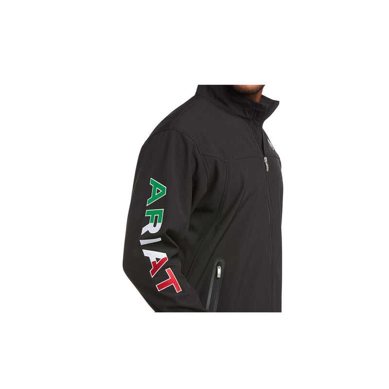 Load image into Gallery viewer, Ariat New Team Softshell Mexico Jacket Close Up Front View Right Arm
