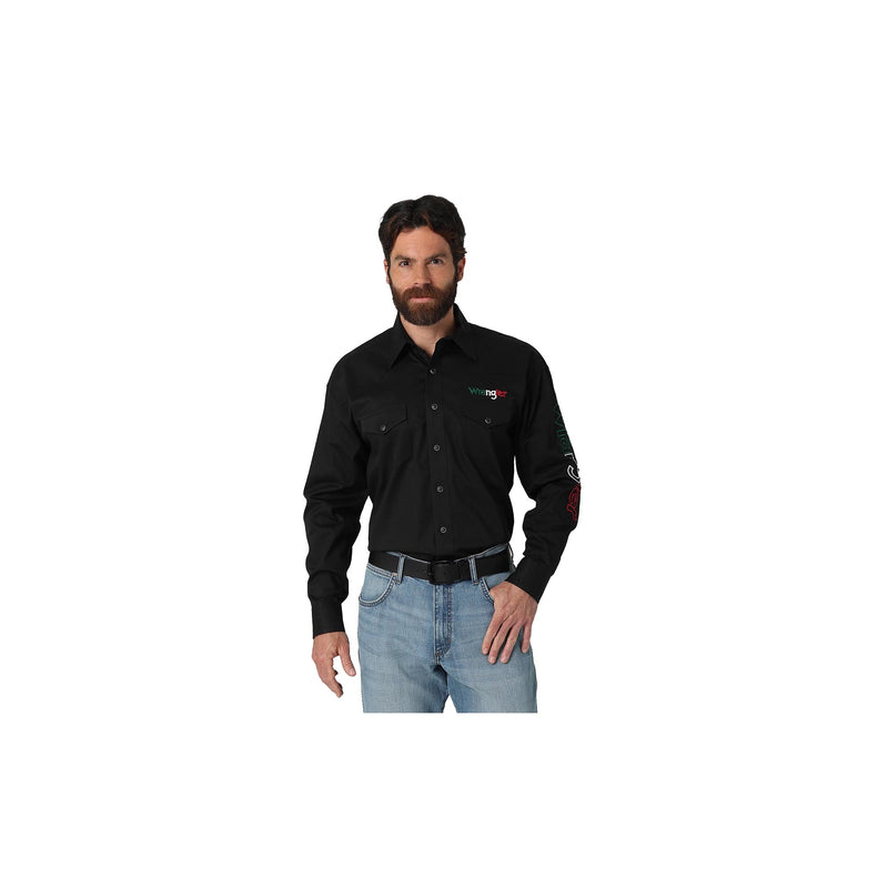 Load image into Gallery viewer, Wrangler Western LS Logo Shirt Front View
