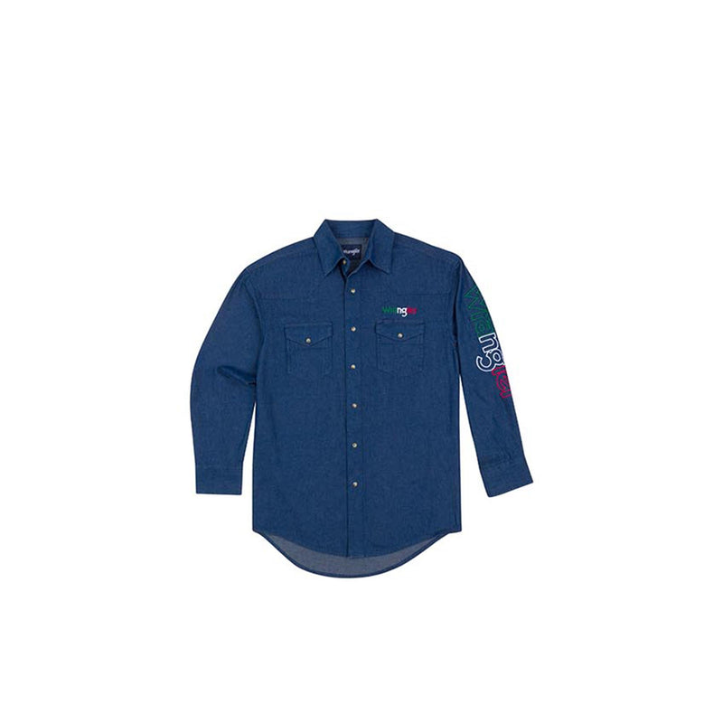 Load image into Gallery viewer, Wrangler Western LS Logo Shirt Front View
