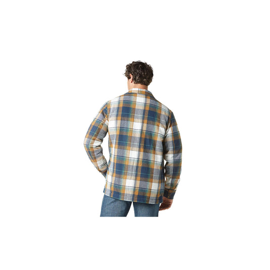 Wrangler Flannel Shirt Jacket Sherpa Lined Back View