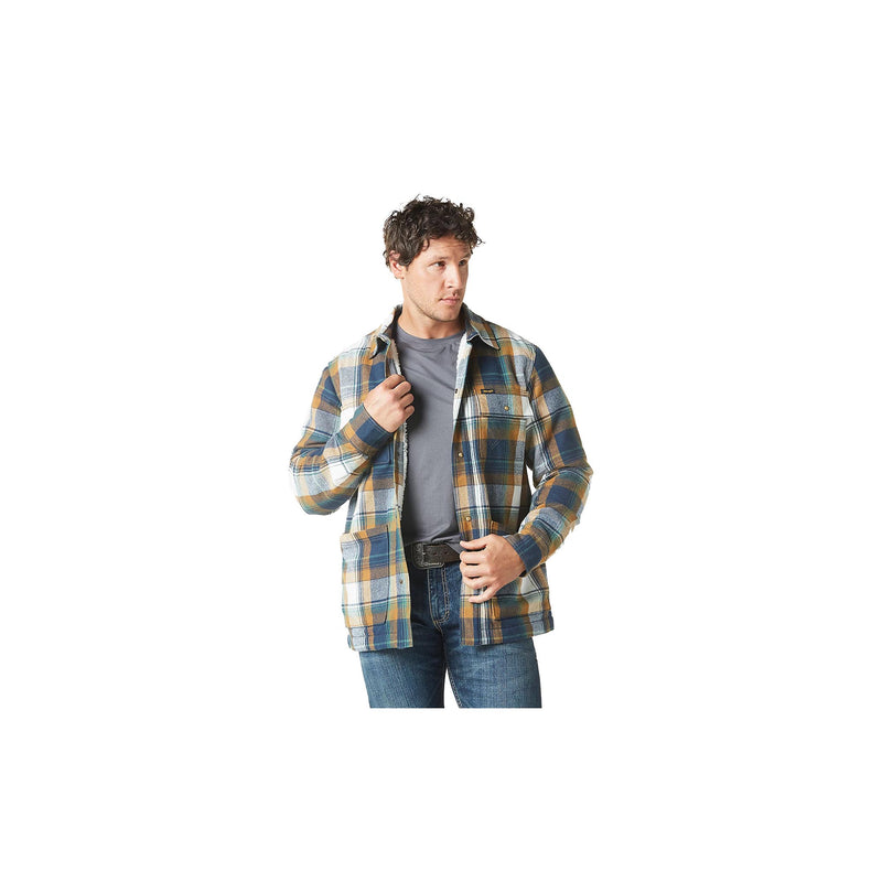 Load image into Gallery viewer, Wrangler Flannel Shirt Jacket Sherpa Lined Front View
