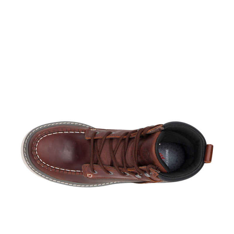 Load image into Gallery viewer, Wolverine Trade Wedge 6 Inch Moc Toe Steel Toe Top View
