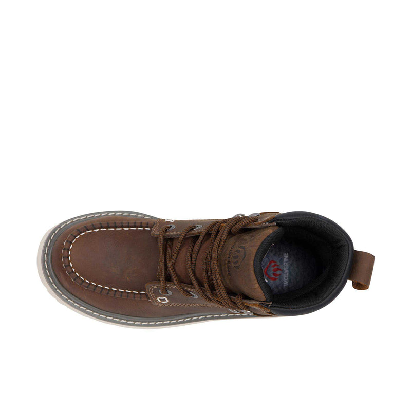 Load image into Gallery viewer, Wolverine Trade Wedge 6 Inch Moc Toe Steel Toe Top View
