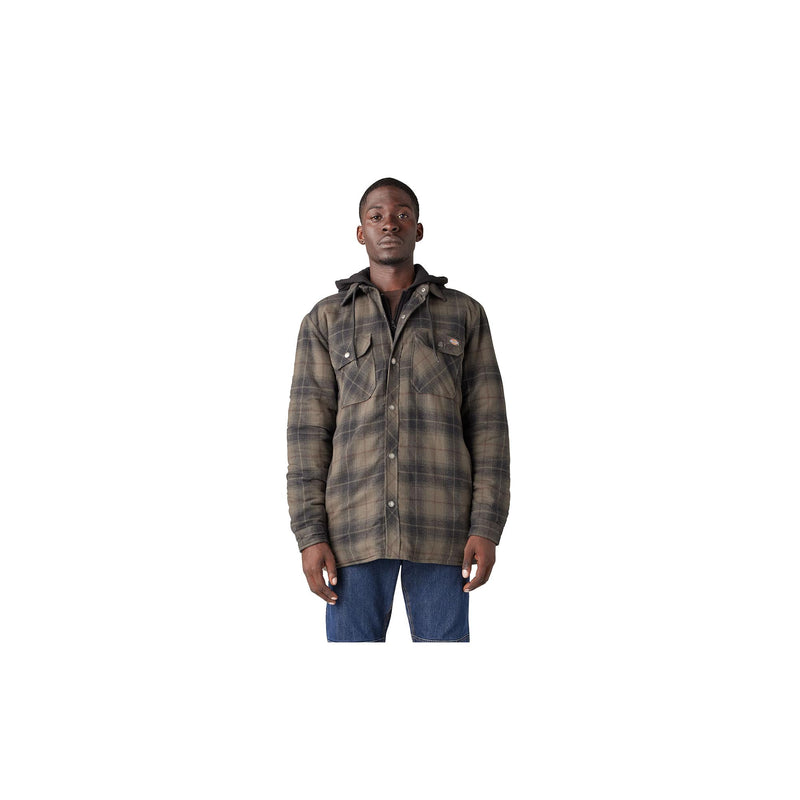 Load image into Gallery viewer, Dickies Fleece Hooded Flannel Shirt Jacket Front View
