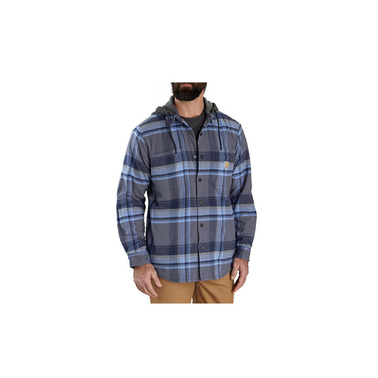 Carhartt Rugged Flex Relaxed Fit Flannel Fleece Hooded Shirt Jac Front View