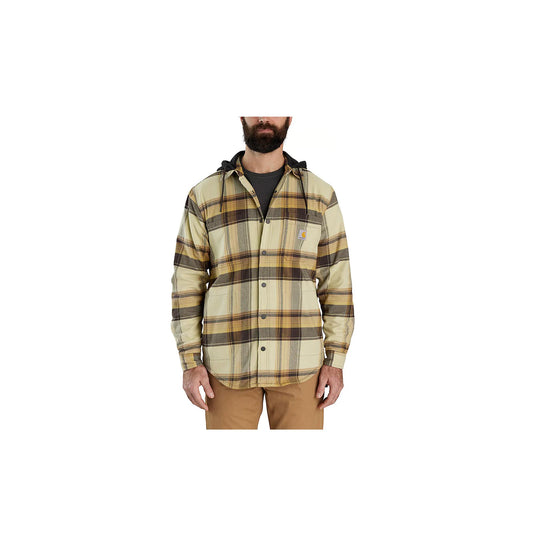 Carhartt Rugged Flex Relaxed Fit Flannel Fleece Hooded Shirt Jac Front View