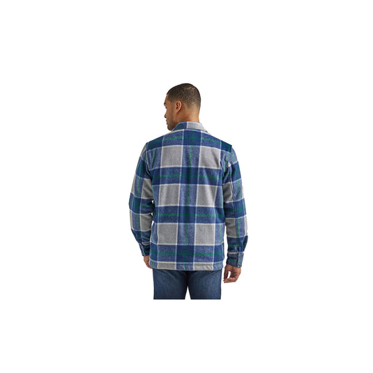 Wrangler Zipper Flannel Shirt Jacket Sherpa Lined Back View