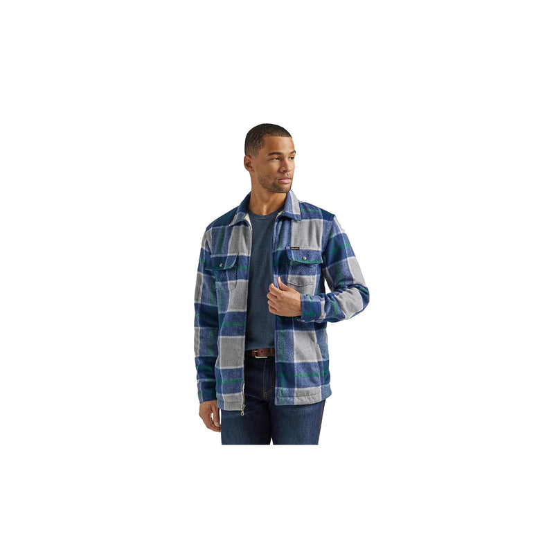 Load image into Gallery viewer, Wrangler Zipper Flannel Shirt Jacket Sherpa Lined Front View
