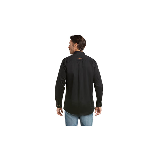 Ariat Casual Series Fitted Solid Twill Shirt Long Sleeve Back View