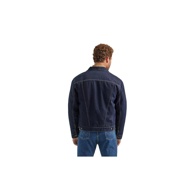 Load image into Gallery viewer, Wrangler Vintage Trucker Jacket Sherpa Lined Back View
